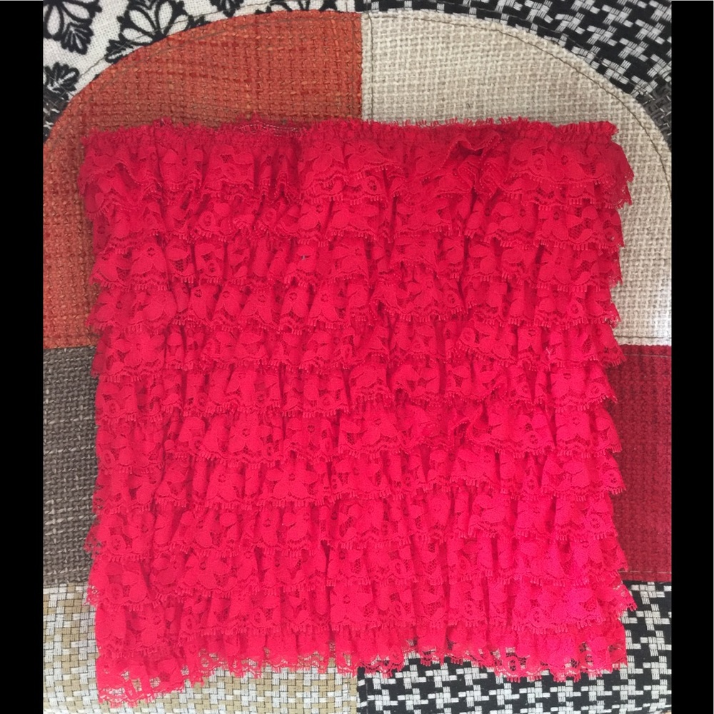 Vintage smocked lace tube top